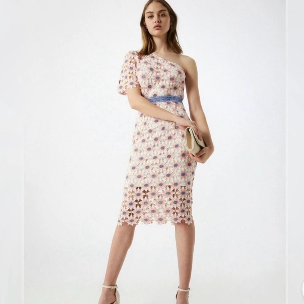 Chi Chi London Winona Crochet One Shoulder Midi Dress